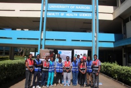 Members of the First Aid club and partnering organizations for the blood drive.