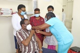 College of Health Sciences Principal Prof. James Machoki gets COVID-19 vaccine at University Health Services.